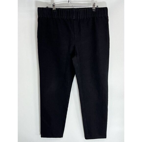 Soft Surroundings Black Jeans Size XL Straight Leg Elastic Waist Pull on - Picture 2 of 12